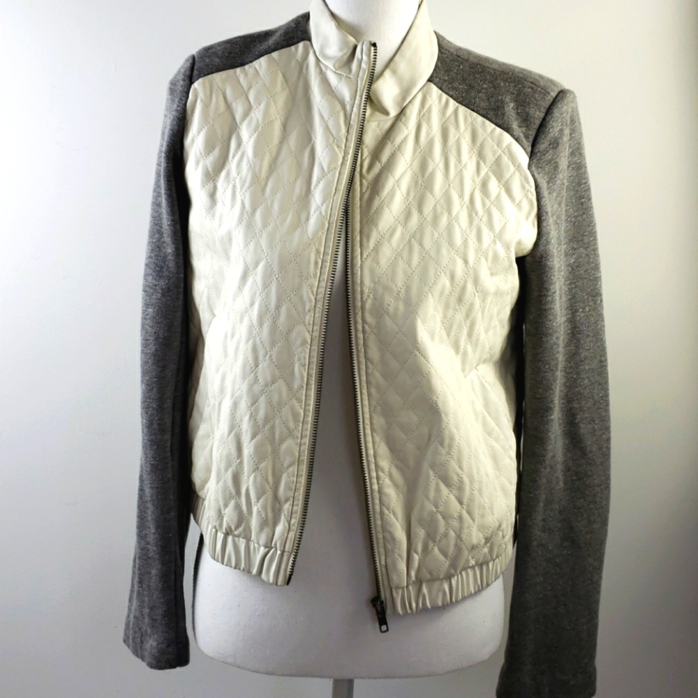 Mural quilted white and grey women’s jacket